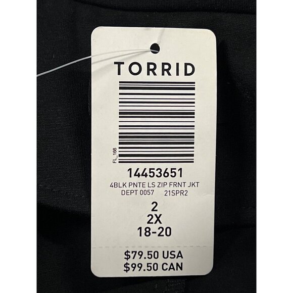 Torrid Womens Black Jacket Biker Moto Plus Size 2X Collar Long Sleeve NWT New - Picture 7 of 9